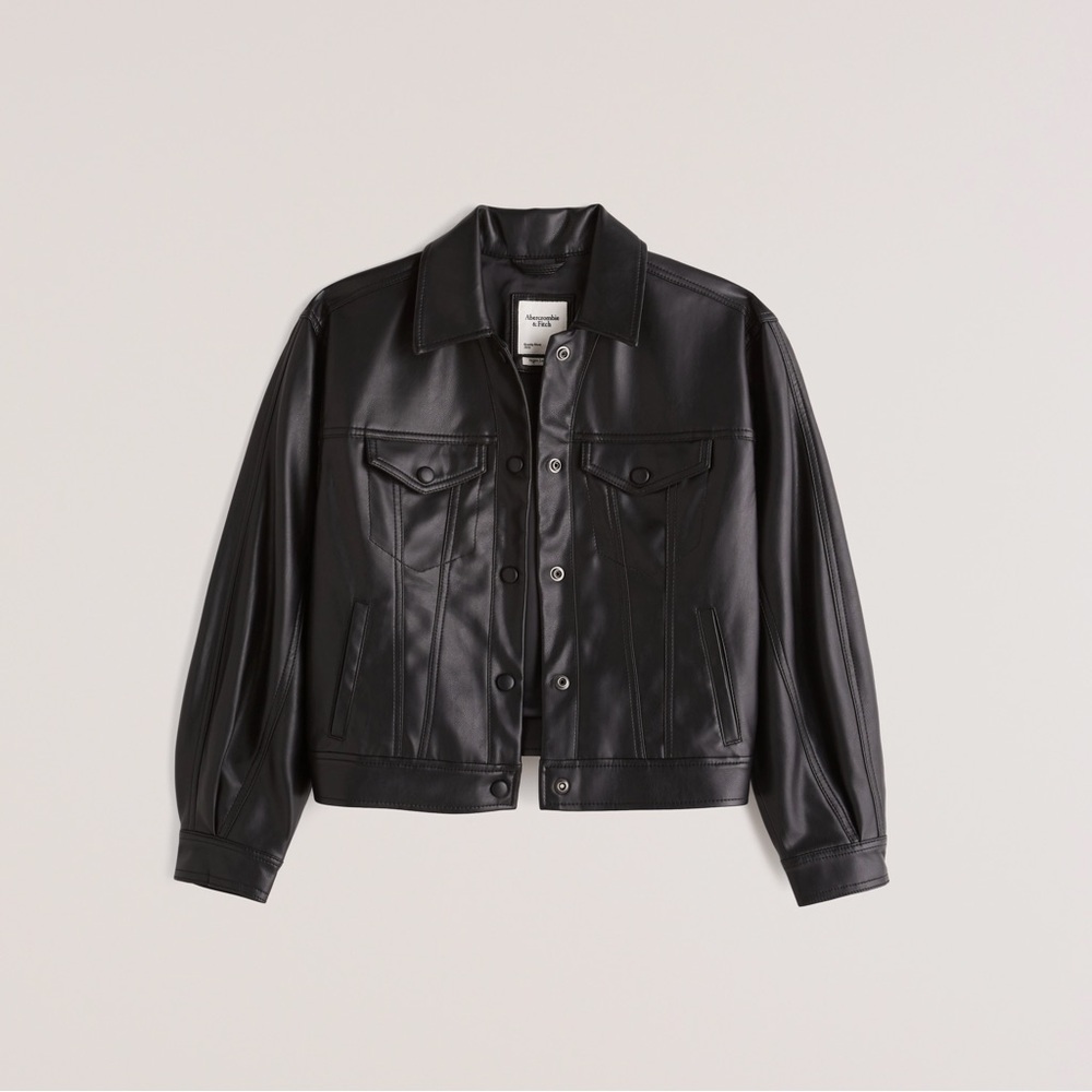 Abercrombie Relaxed Vegan Leather Trucker Jacket